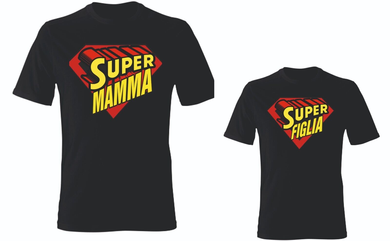 KIT DUE MAGLIETTE NERE  - MADRE E FIGLIA  SUPER