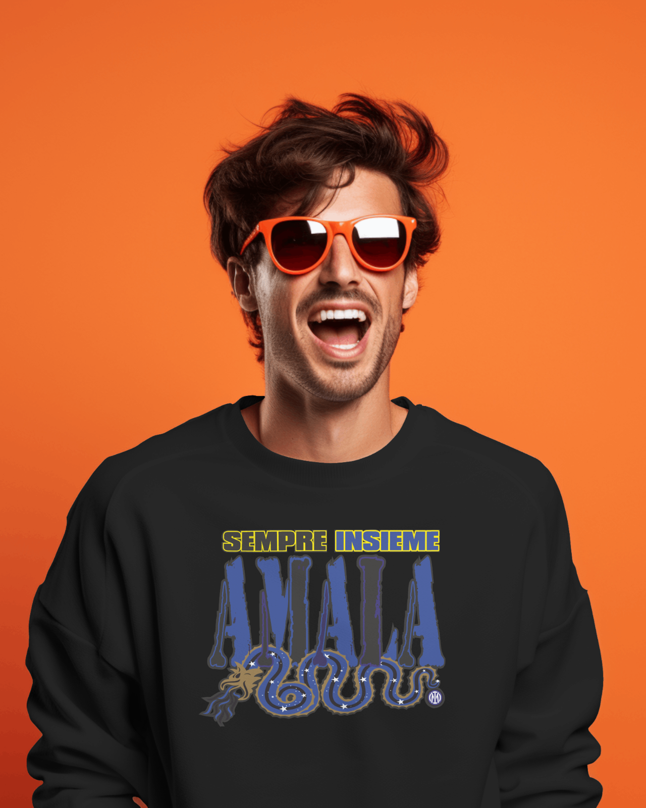 Felpa unisex girocollo vari colori con stampa Amala pazza