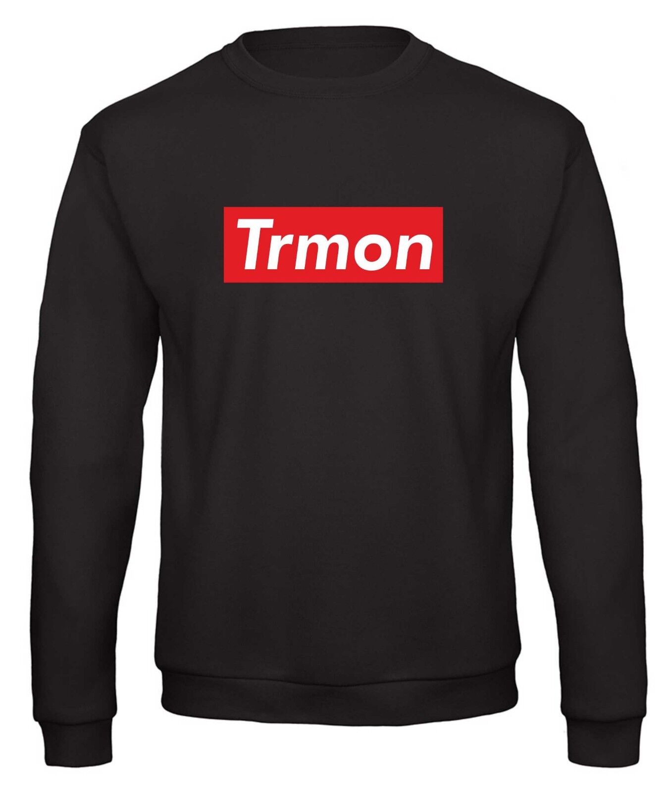 FELPA UNISEX  NERA  FASHION GIROCOLLO CON STAMPA TRMON BIS , VESTIBILITA' LARGA