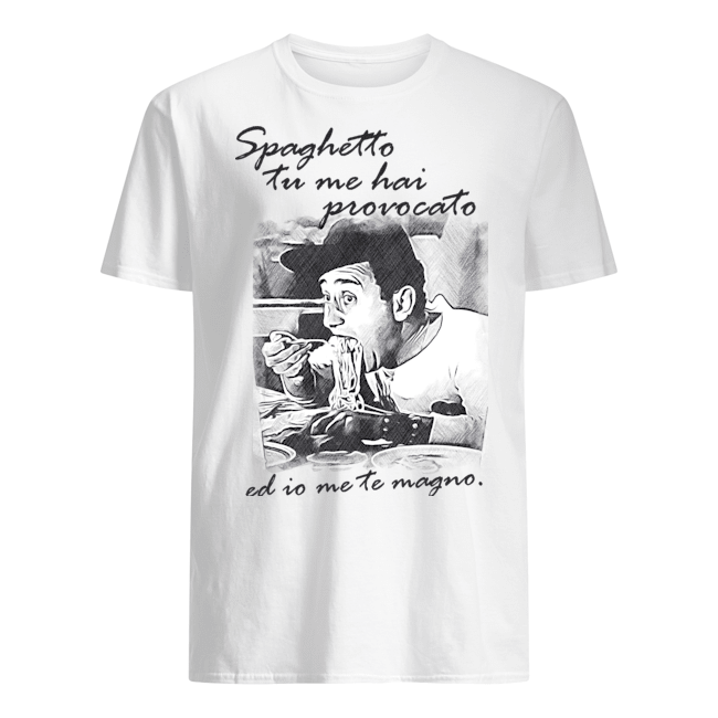Maglietta bianca  per adulti unisex Puglia trash: spaghetti