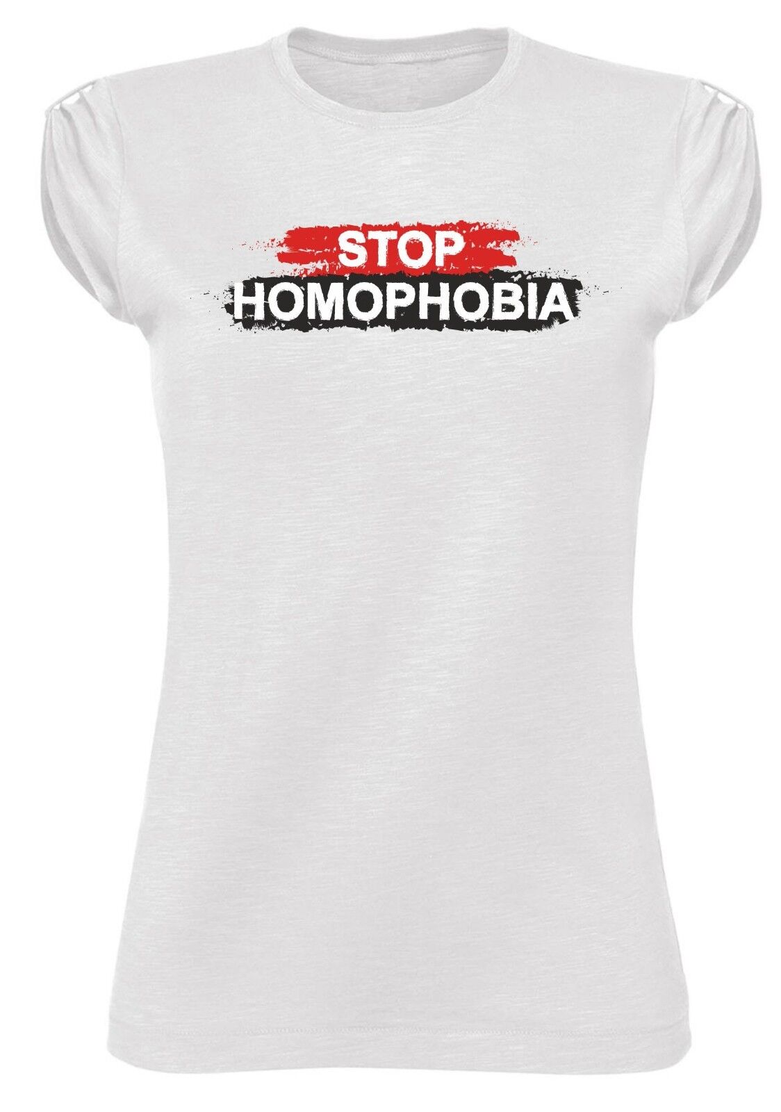 MAGLIETTA DA DONNA MADE IN ITALY TESSUTO FIAMMATO STOP HOMOPHOBIA: LOGO