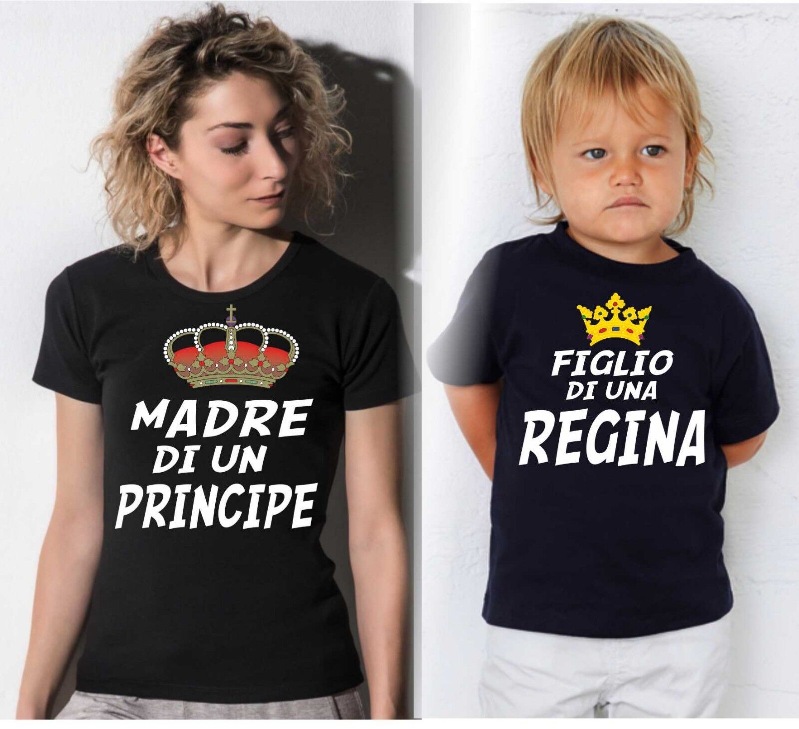 KIT DUE MAGLIETTE NERE  - MADRE E FIGLIO PRINCIPE