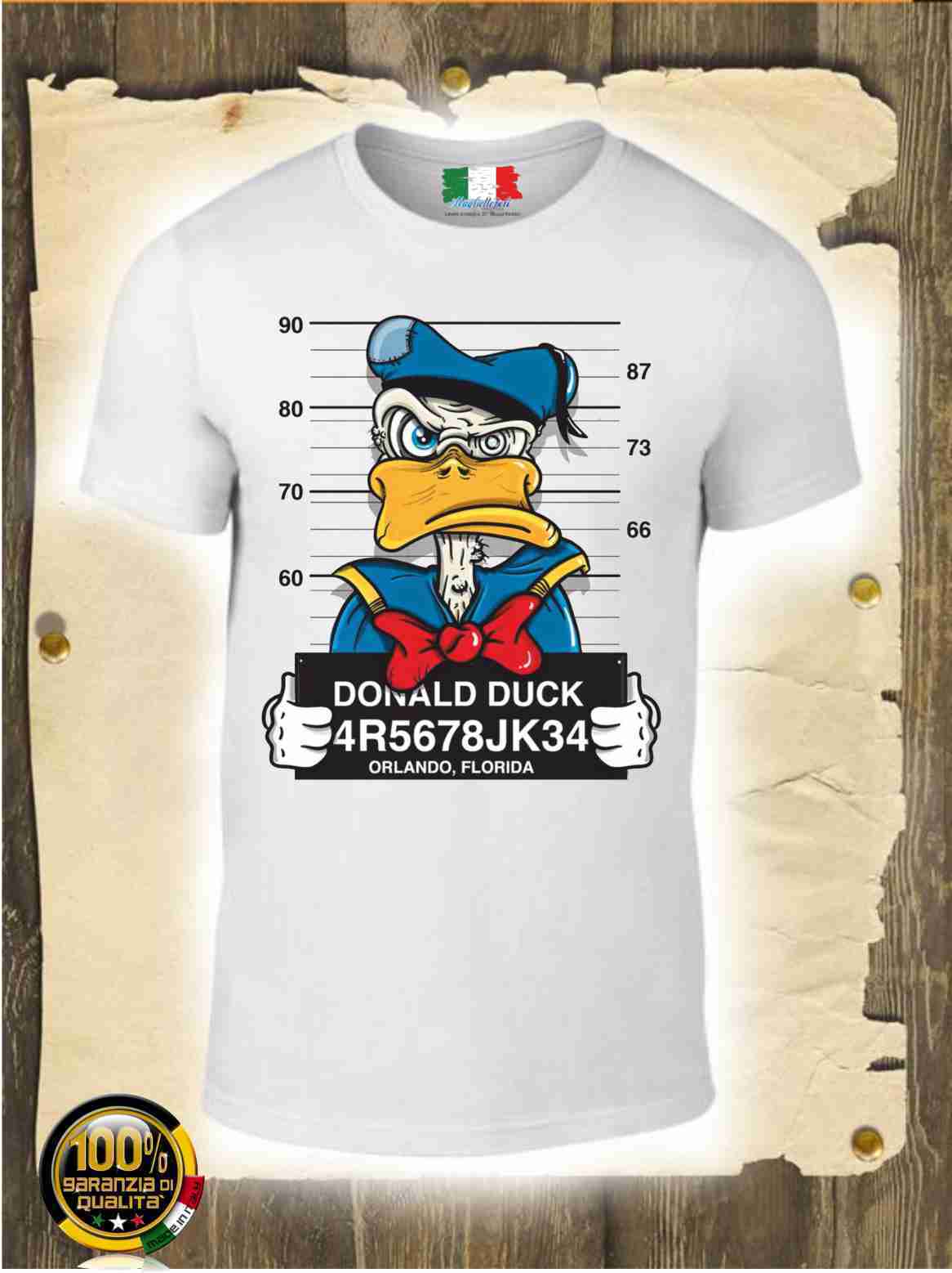 MAGLIETTA MADE IN ITALY PEZZO UNICO REALIZZATO ARTIGIANALMENTE:DONALD