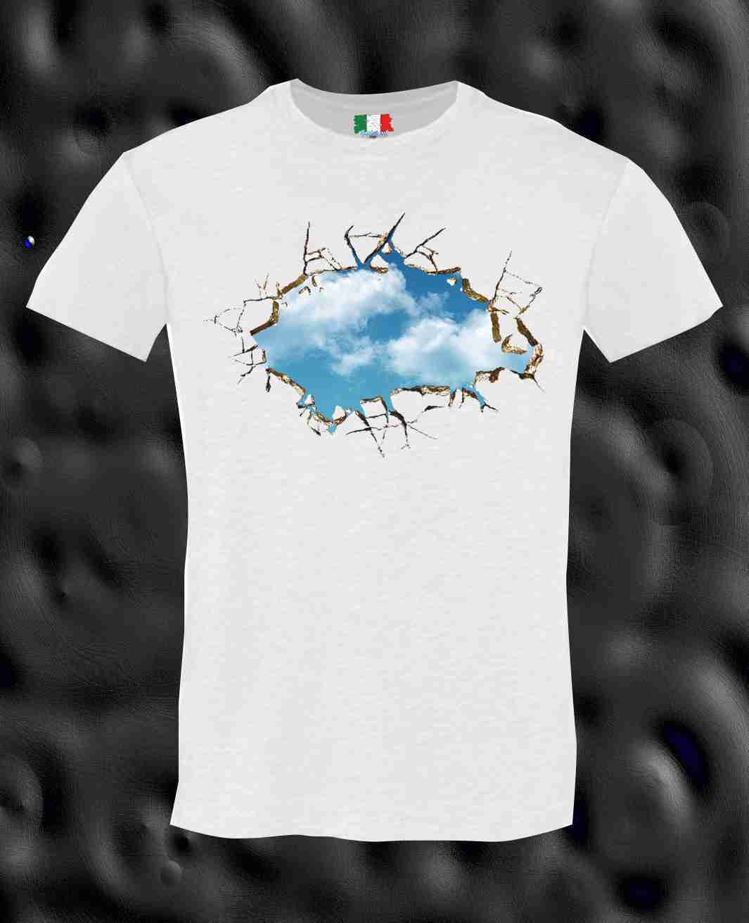 MAGLIETTA MADE IN ITALY PEZZO UNICO REALIZZATO ARTIGIANALMENTE: CIELO