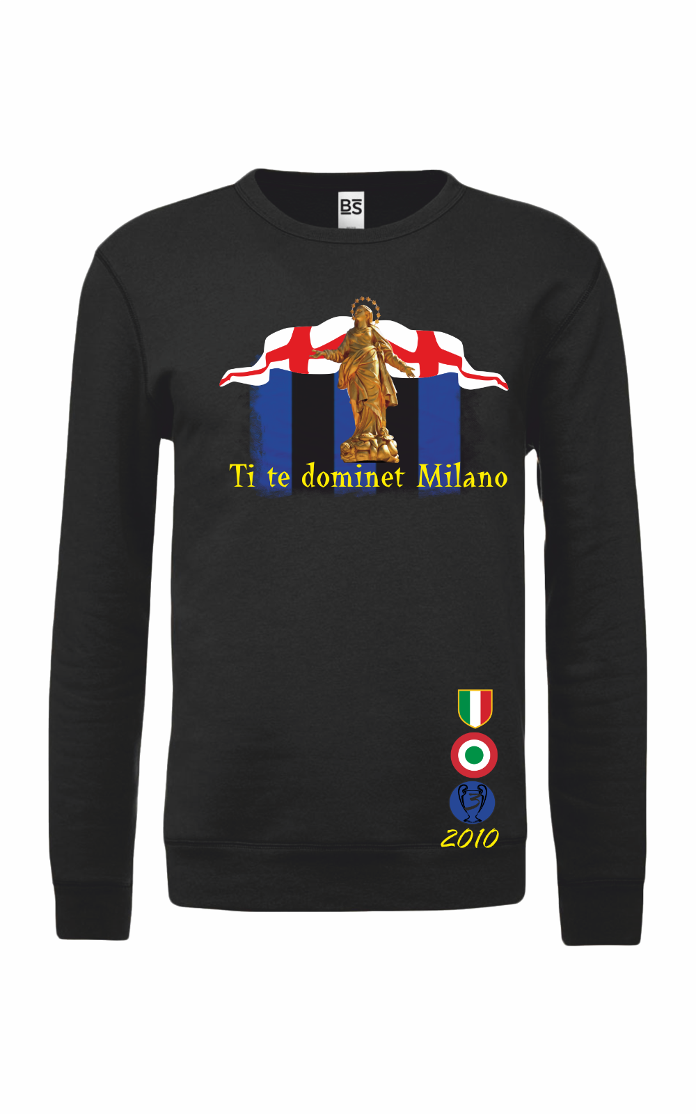 Felpa black paricollo con stampa  Ti te dominet Milano
