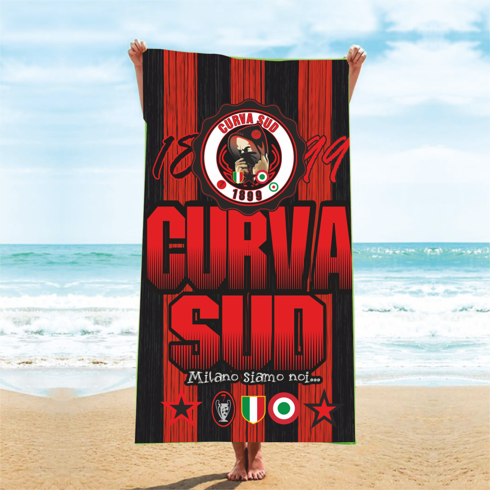 Telo per mare, piscina, palestra con stampa Curva sud