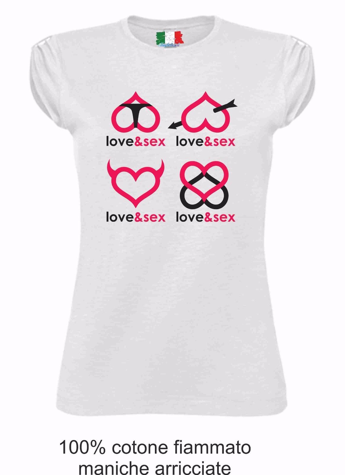 MAGLIETTA SEXY  DA DONNA IN 100% COTONE - COTONE FIAMMATO: LOVE SEX