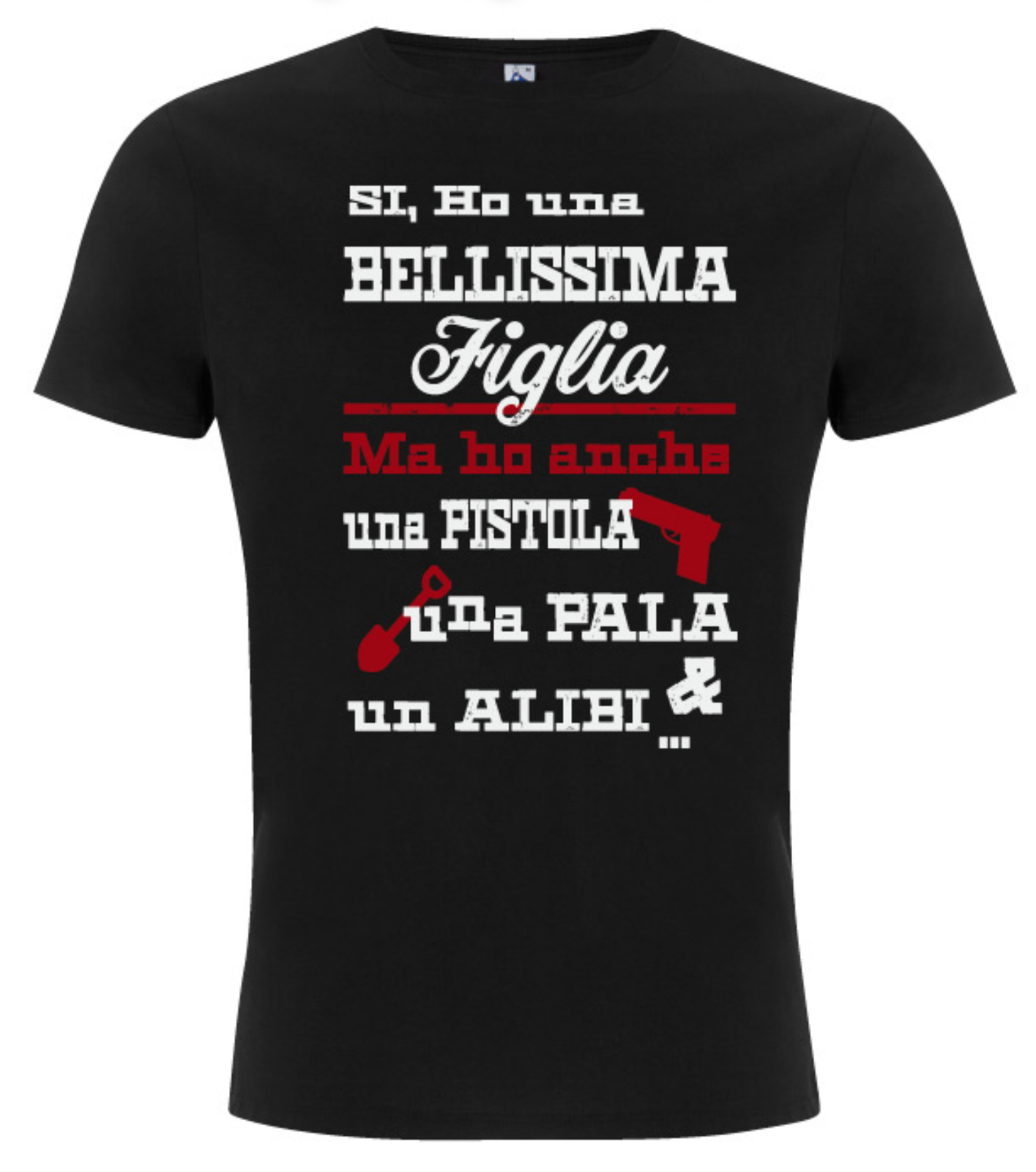 Maglietta nera da uomo perfetta per regalo compleanno e festa del papà con stamp