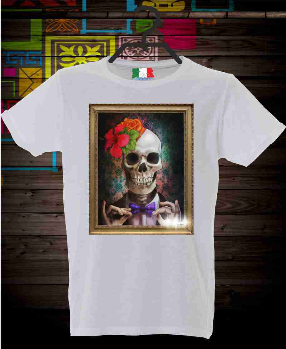MAGLIETTA MADE IN ITALY PEZZO UNICO TESSUTO FIAMMATO  GLAM SKULL