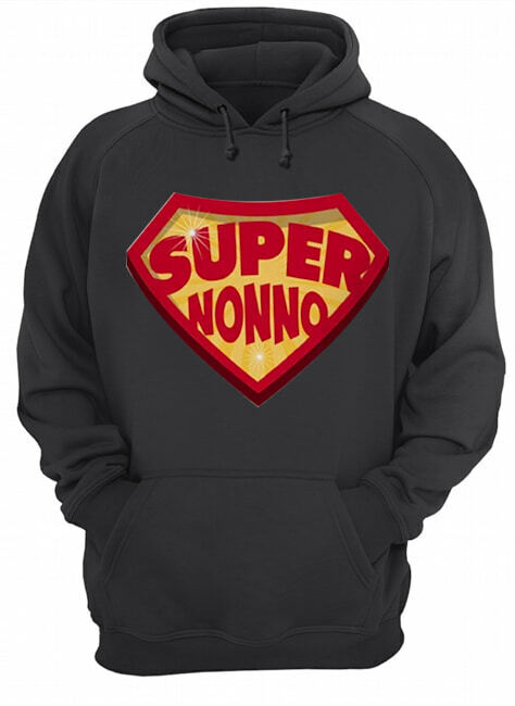 Felpa nera con cappuccio e marsupio con stampa Super Nonno