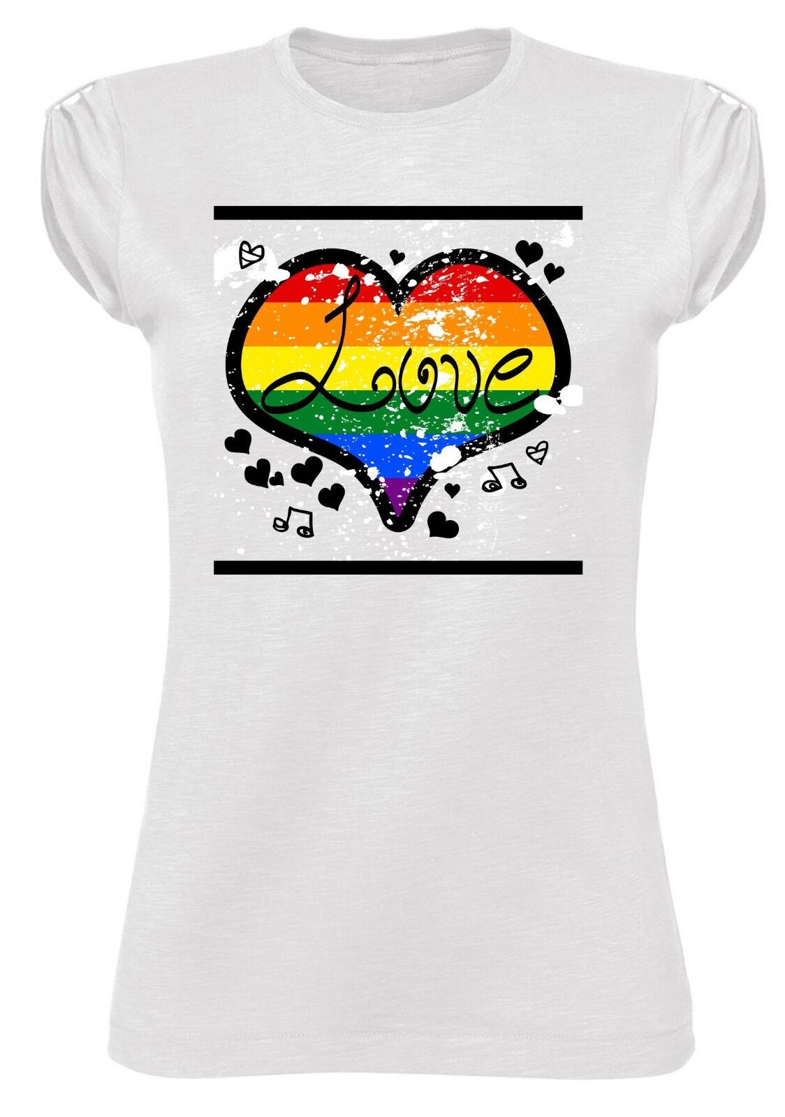MAGLIETTA DA DONNA MADE IN ITALY TESSUTO FIAMMATO STOP HOMOPHOBIA: LOVE