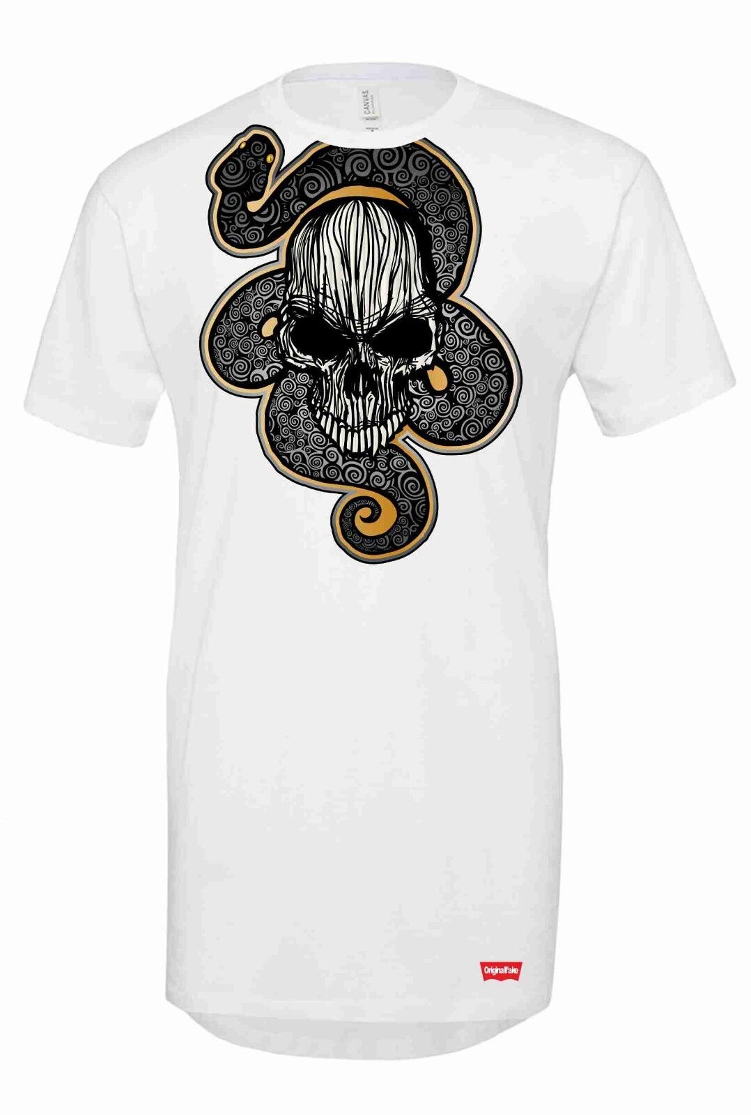 MAGLIETTA LUNGA GIROCOLLO MODELLO RAPPER ORIGINAL FAKE: STAMPA SKULL SERP