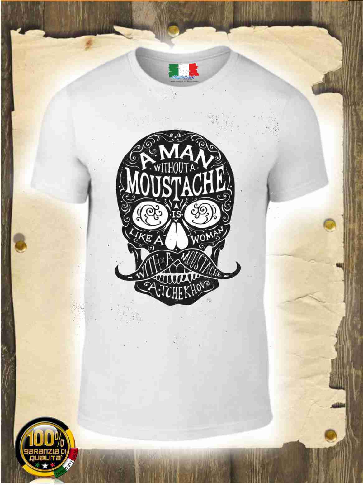 MAGLIETTA MADE IN ITALY PEZZO UNICO REALIZZATO ARTIGIANALMENTE:MOUSTACHE