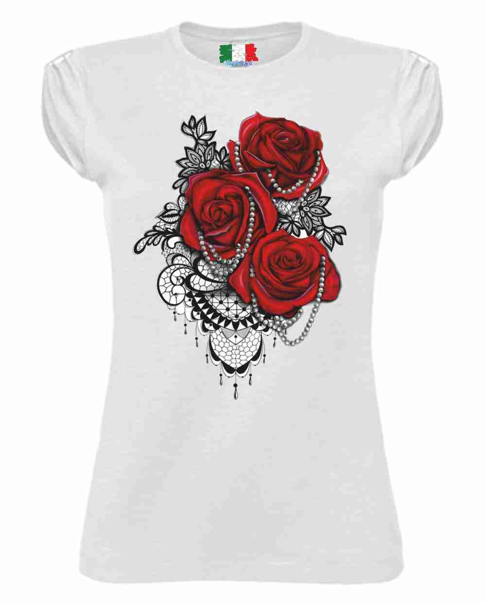 MAGLIETTA MADE IN ITALY PEZZO UNICO TESSUTO FIAMMATO TITOLO - FIORI