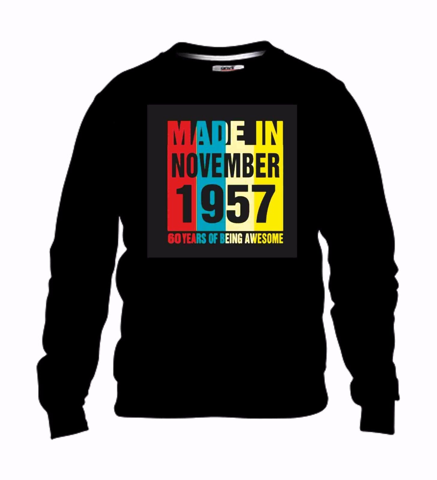 FELPA FASHION GIROCOLLO CON STAMPA: MADE IN... IL TUO ANNO/MESE DI NASCITA MADE