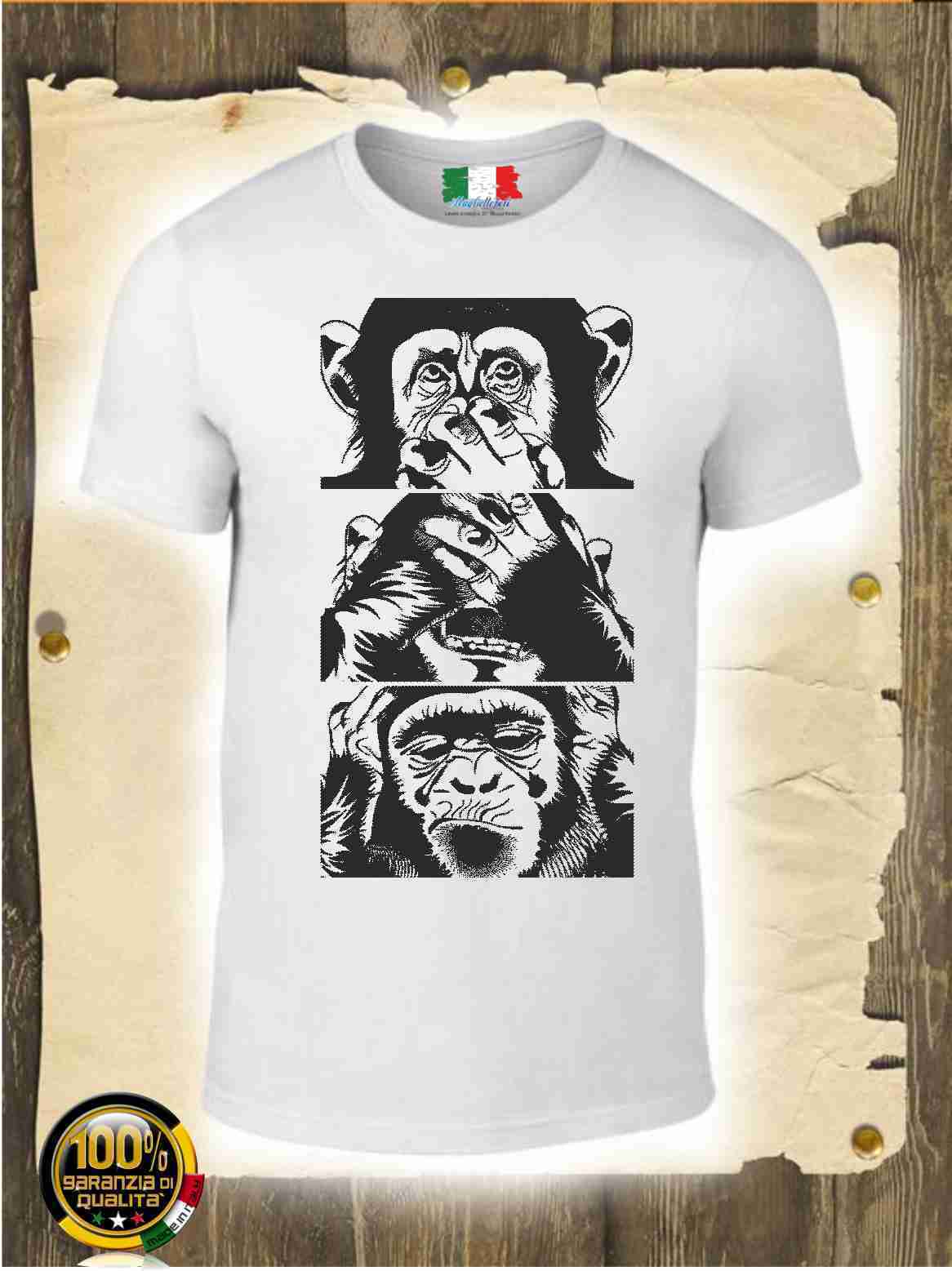 MAGLIETTA MADE IN ITALY PEZZO UNICO REALIZZATO ARTIGIANALMENTE:SCIMMIA