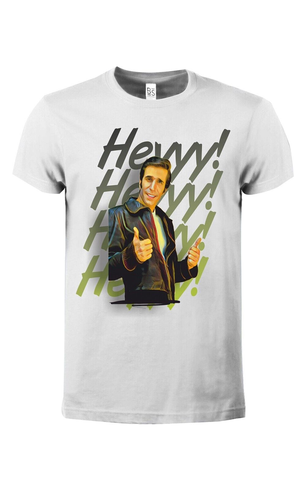 Maglietta colore bianco con stampa Fonzie