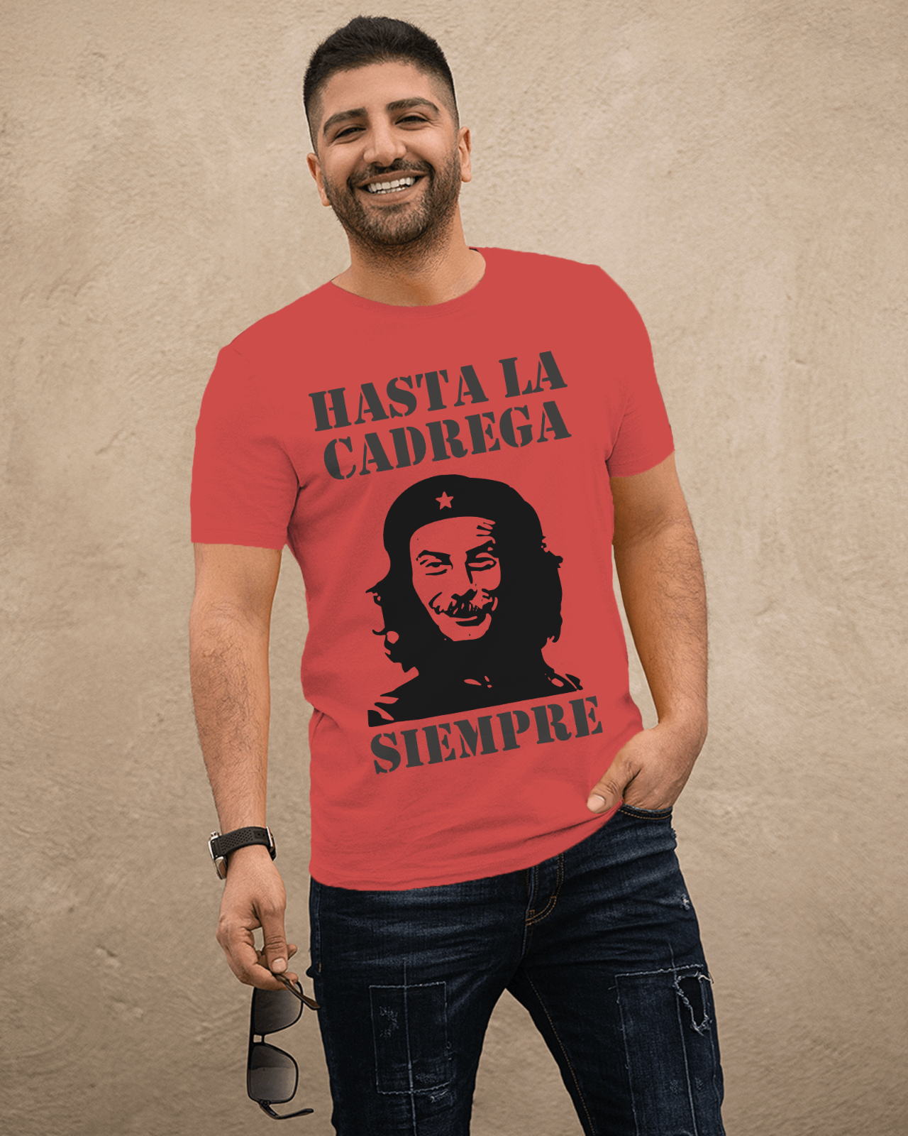 Maglietta unisex rossa con stampa: Hasta la cadrega