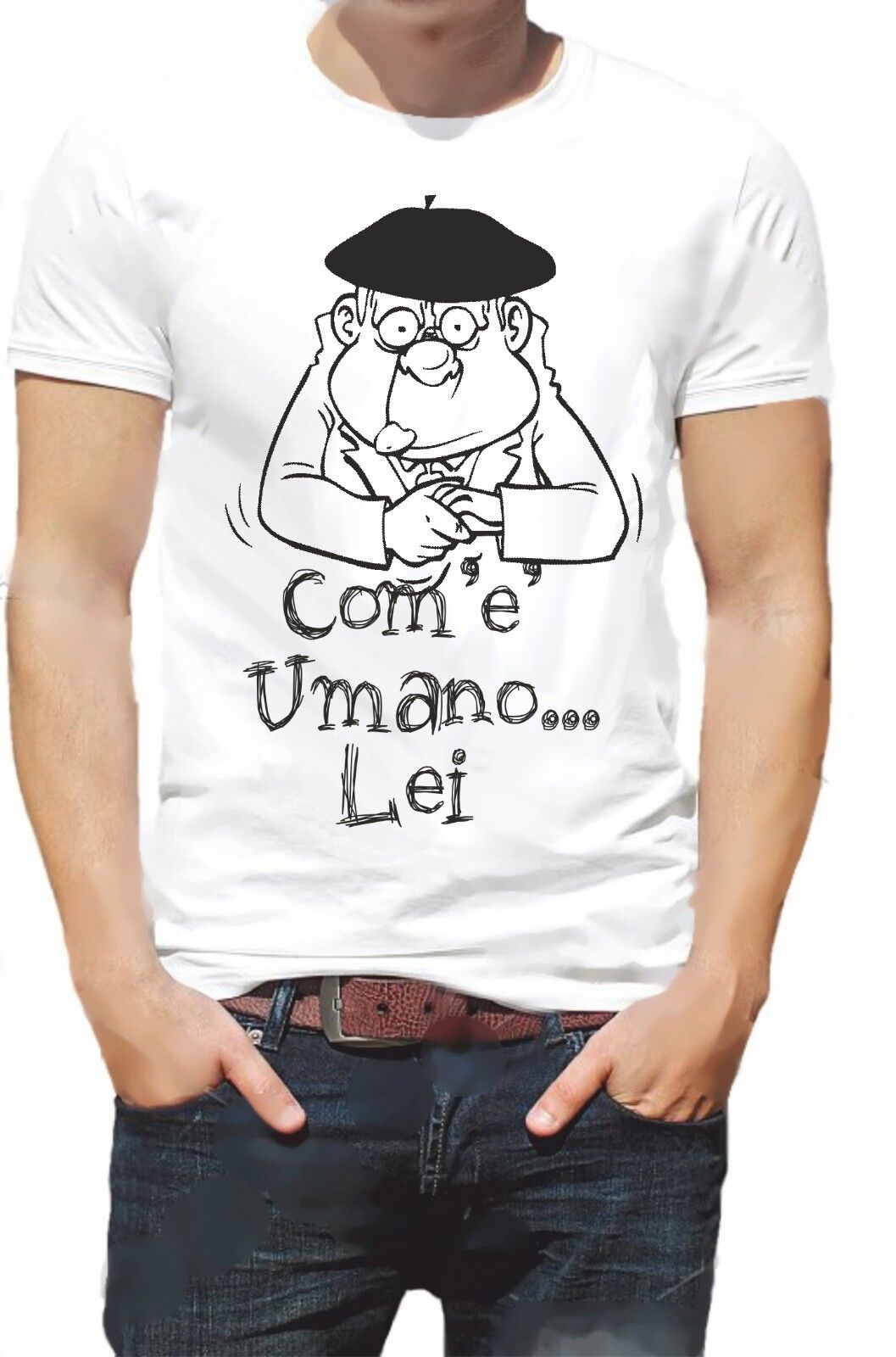 MAGLIETTA DA UOMO 100% COTONE BIANCO E COTONE FIAMMATO: COM 'E' UMANO