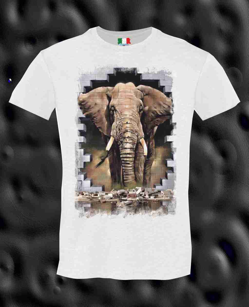 MAGLIETTA MADE IN ITALY PEZZO UNICO TESSUTO FIAMMATO TITOLO ELEFANTE