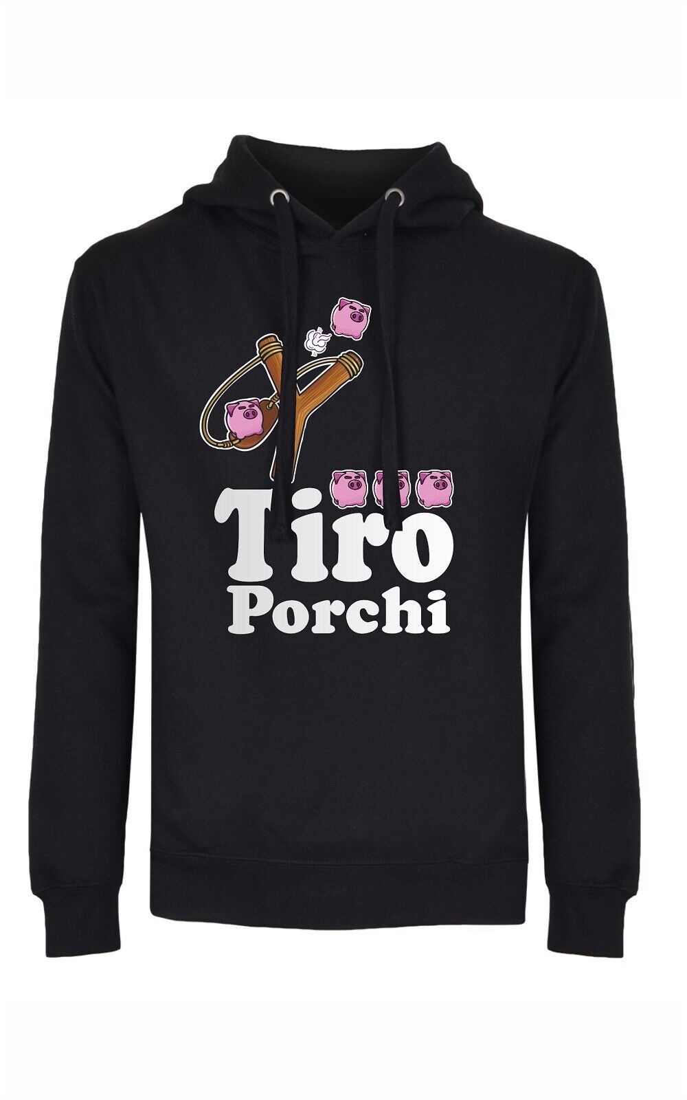 FELPA CON CAPPUCCIO E MARSUPIO STAMPA TIRO PORCHI