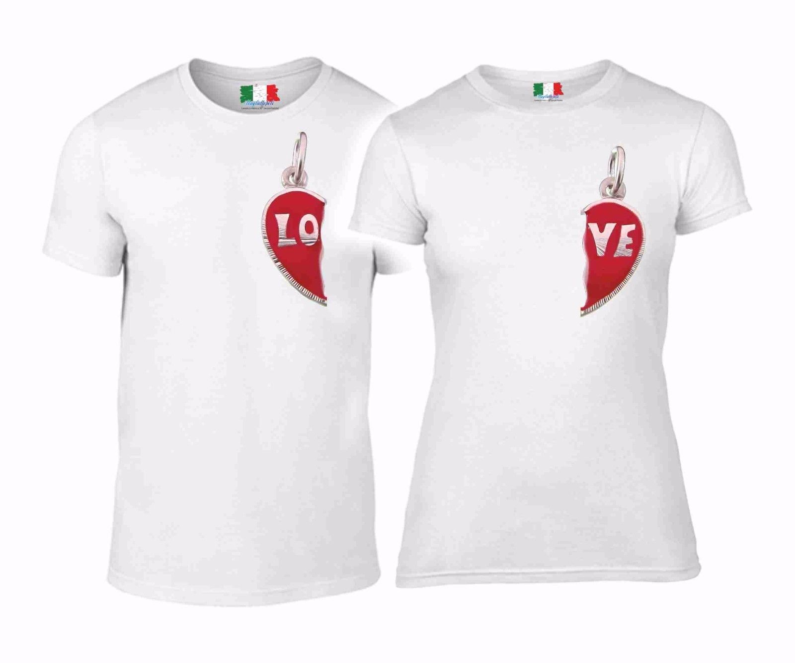 DUE MAGLIETTE YOU & ME - LOVE  CUORE SPEZZATO