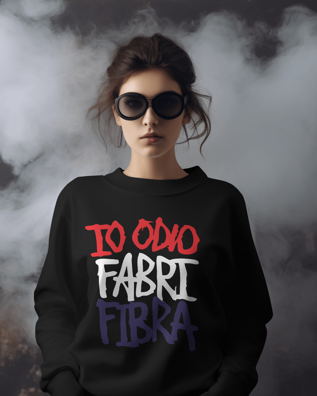 Felpa paricollo unisex con stampa: io odio fabri fibra