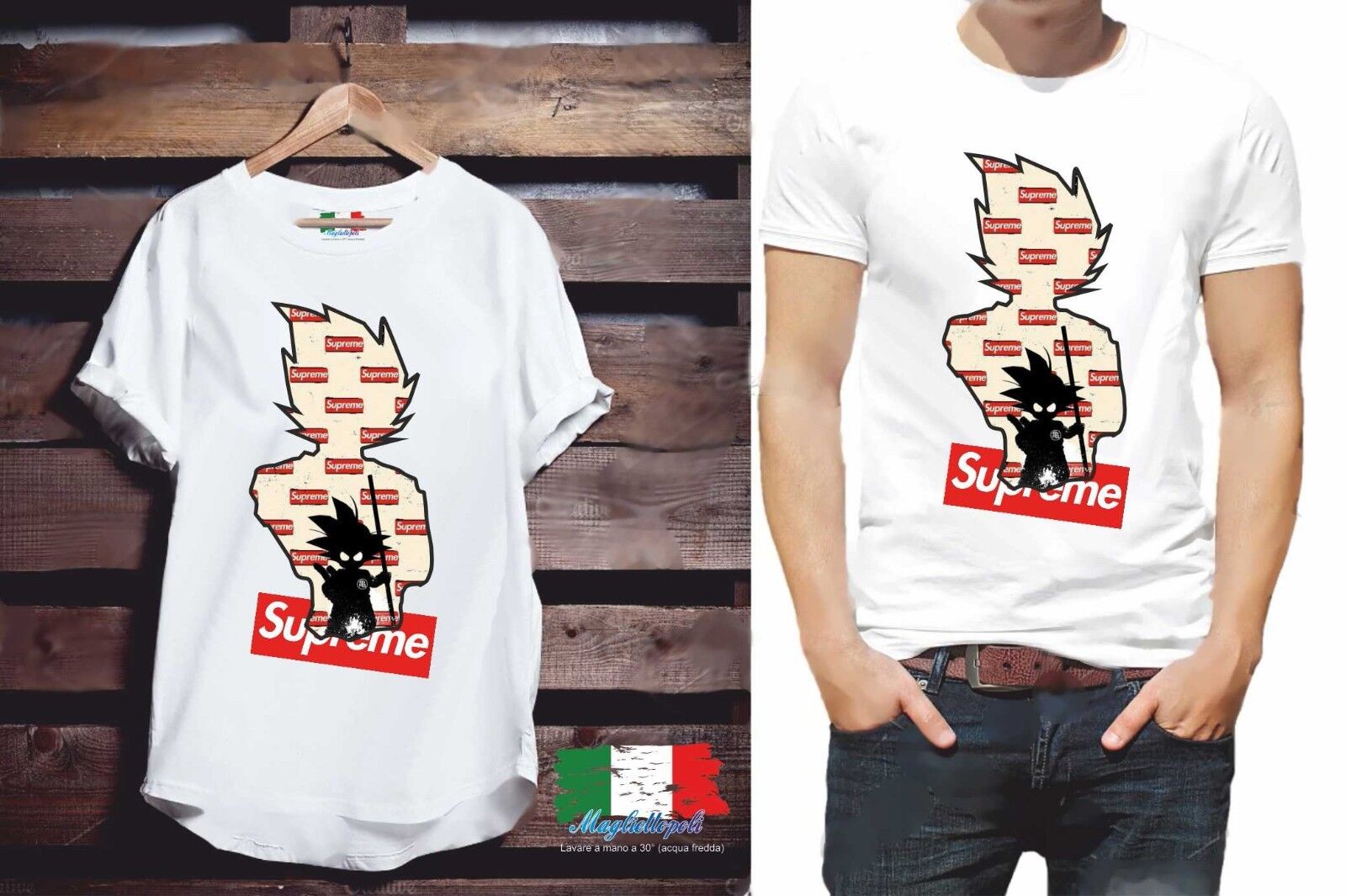 MAGLIETTA DA UOMO: COTONE FIAMMATO - COTONE CLASSICO  FAKE SUPR DRAG
