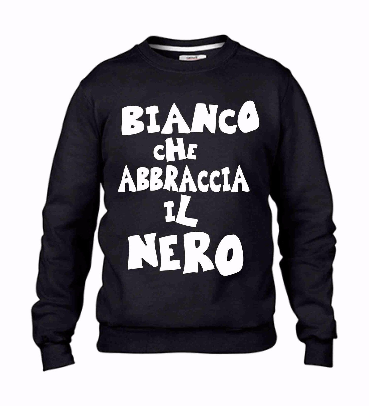 FELPA FASHION GIROCOLLO CON STAMPA: BIANCO..