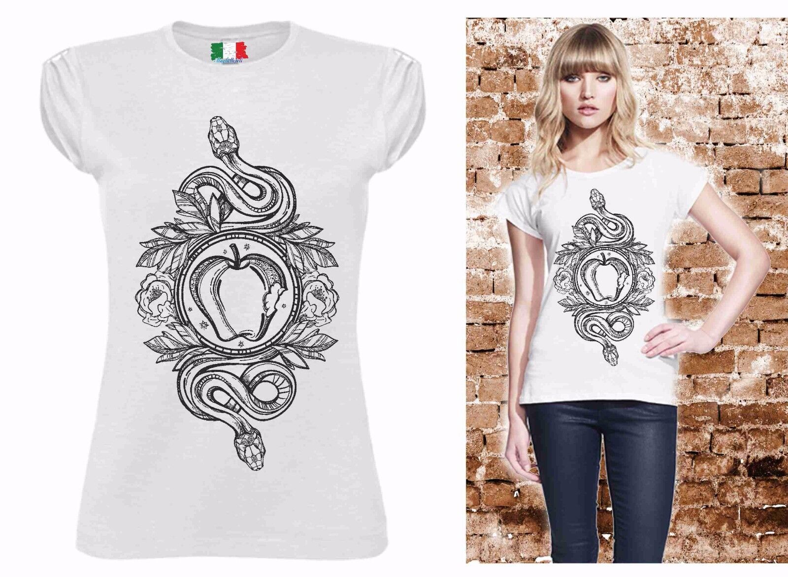 MAGLIETTA SEXY  DA DONNA IN 100% COTONE - COTONE FIAMMATO: MELA SERPENTE