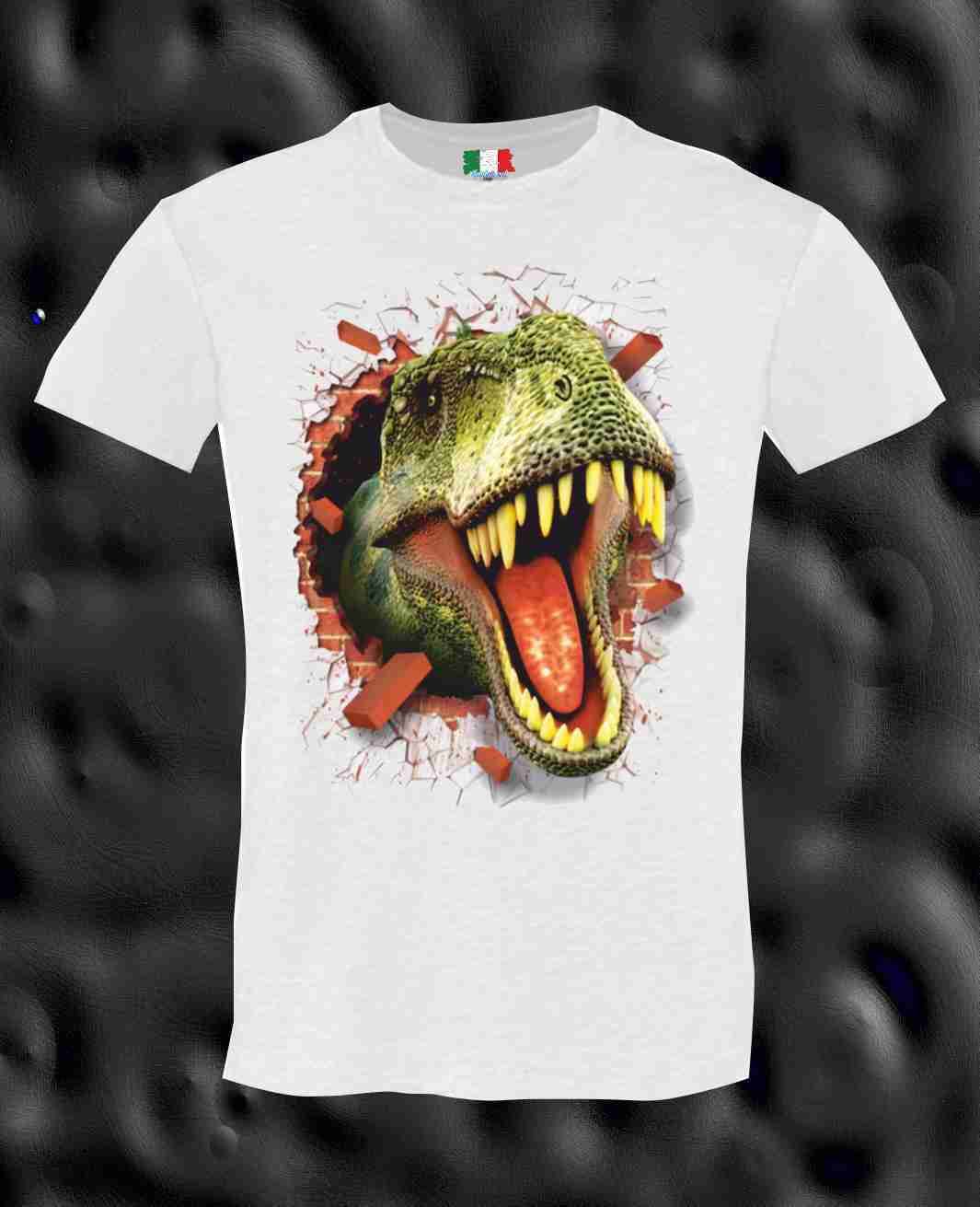 MAGLIETTA MADE IN ITALY PEZZO UNICO REALIZZATO ARTIGIANALMENTE:  DINOSAURO
