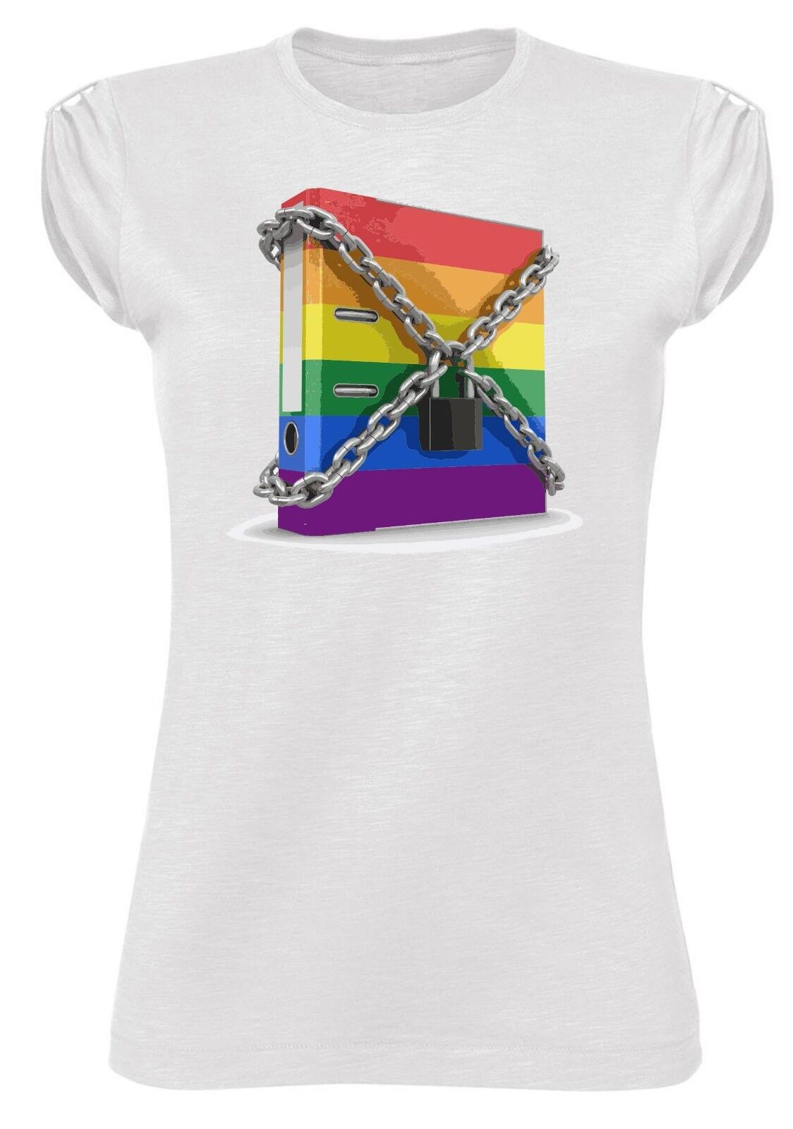 MAGLIETTA DA DONNA MADE IN ITALY TESSUTO FIAMMATO STOP HOMOPHOBIA: CATENE