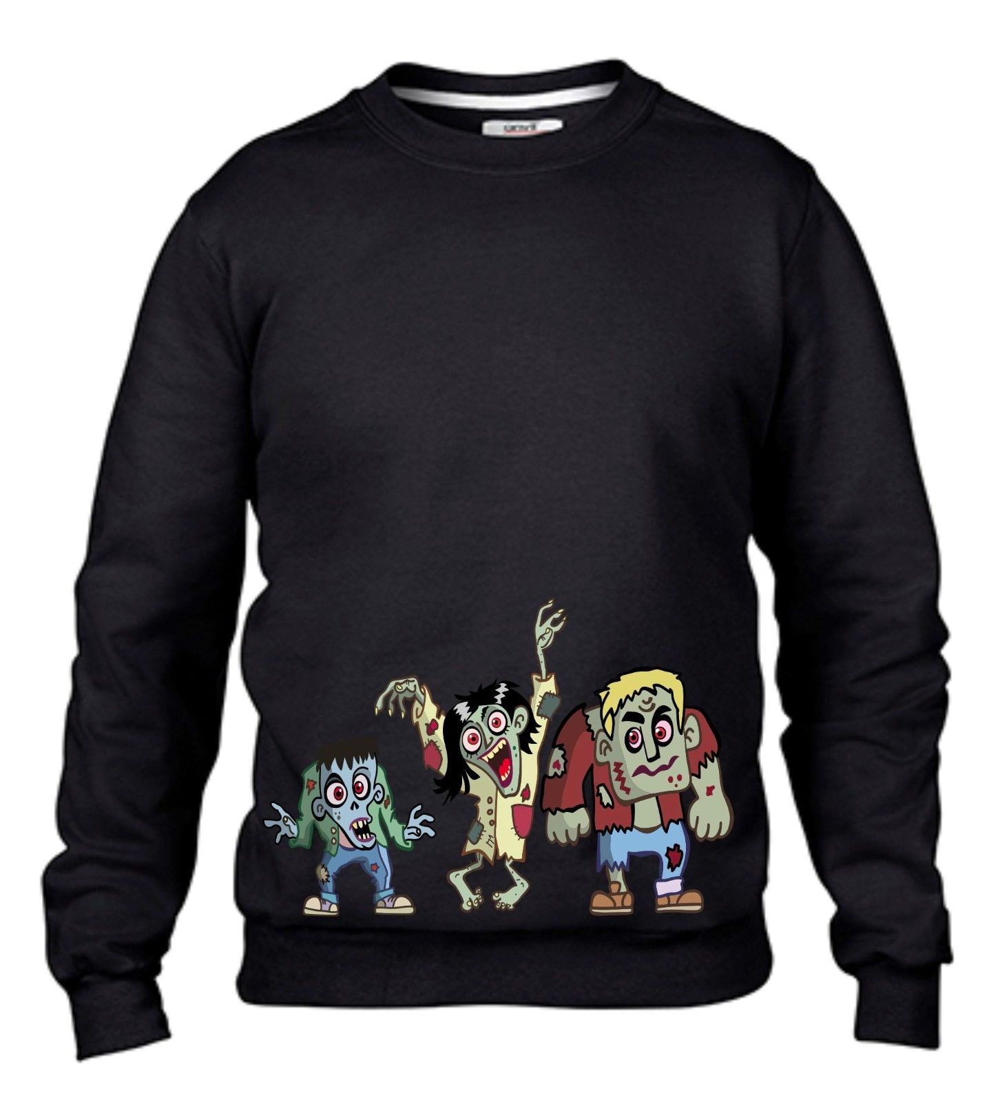 FELPA DA UOMO- DONNA FASHION GIROCOLLO CON STAMPA ZOMBIE FRIENDS