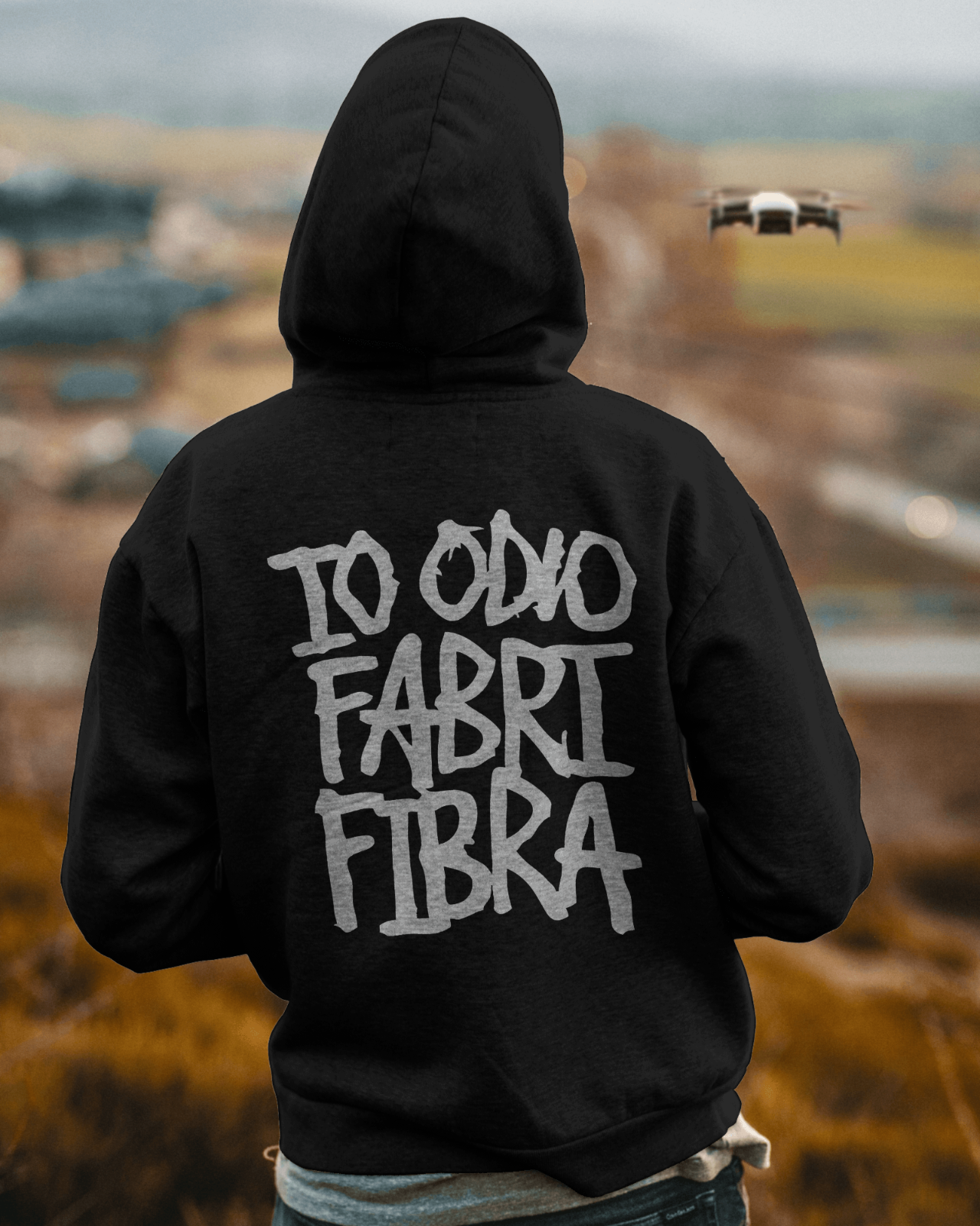 FELPA CON CAPPUCCIO E MARSUPIO STAMPA SU DAVANTI E RETRO IO ODIO FABRI FIBRA