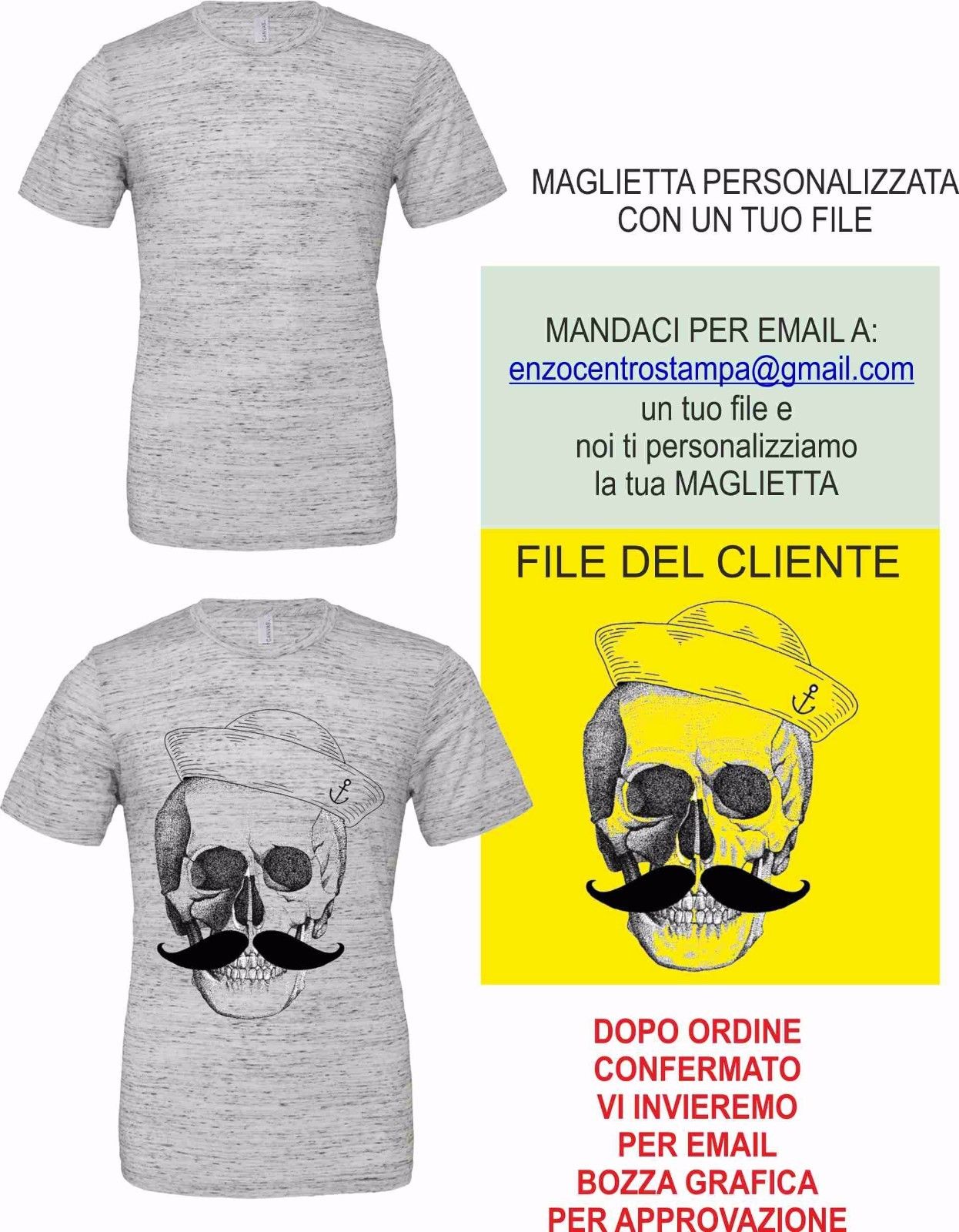 T-shirt unisex Poly-Cotton EFFETTO MARMO con stampa PERSONALIZZATA