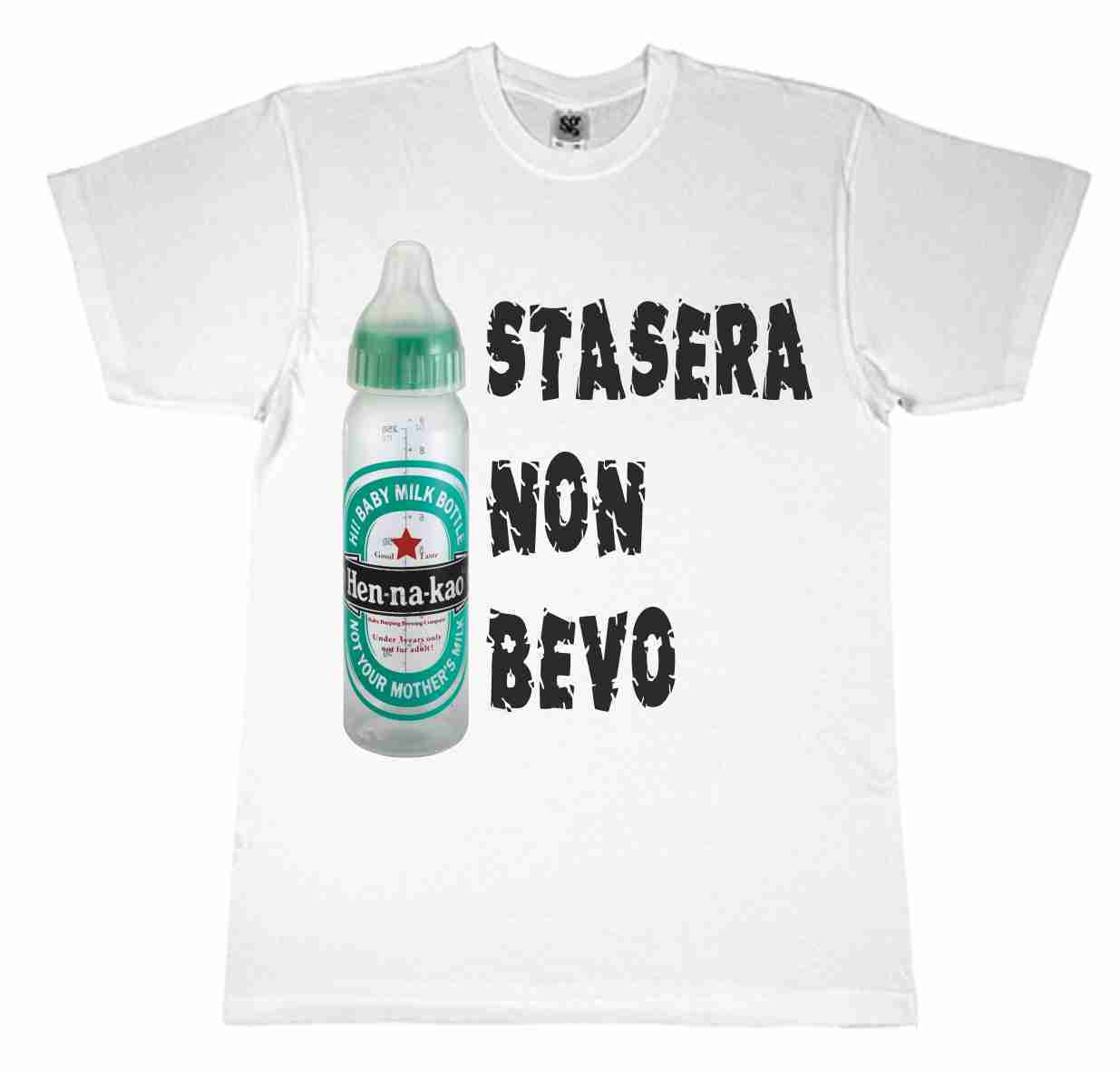 MAGLIETTA  DA BIMBO BIANCA CON STAMPA DIGITALE DIRETTA TITOLO: STASERA NON BEVO