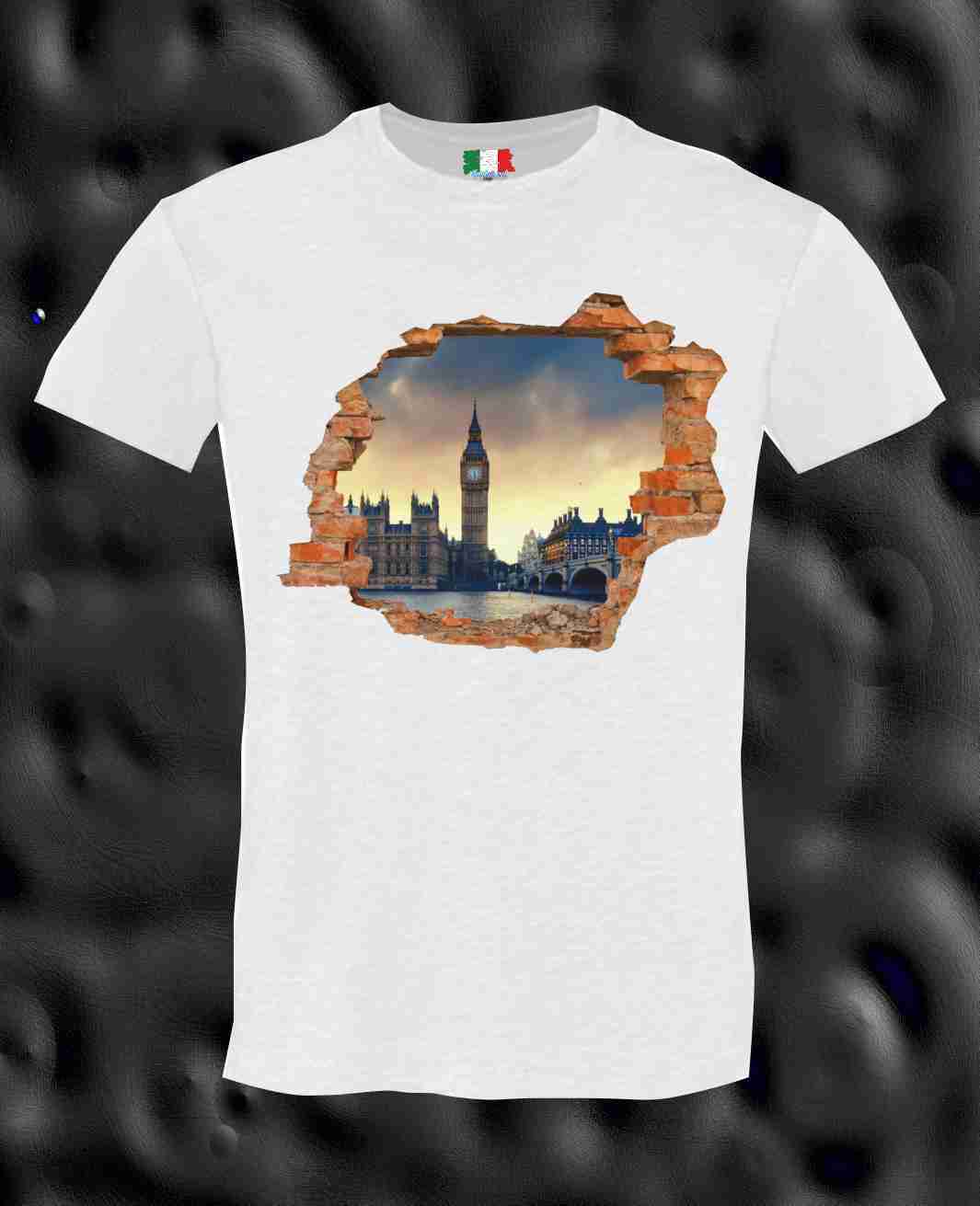 MAGLIETTA MADE IN ITALY PEZZO UNICO REALIZZATO ARTIGIANALMENTE: LONDON