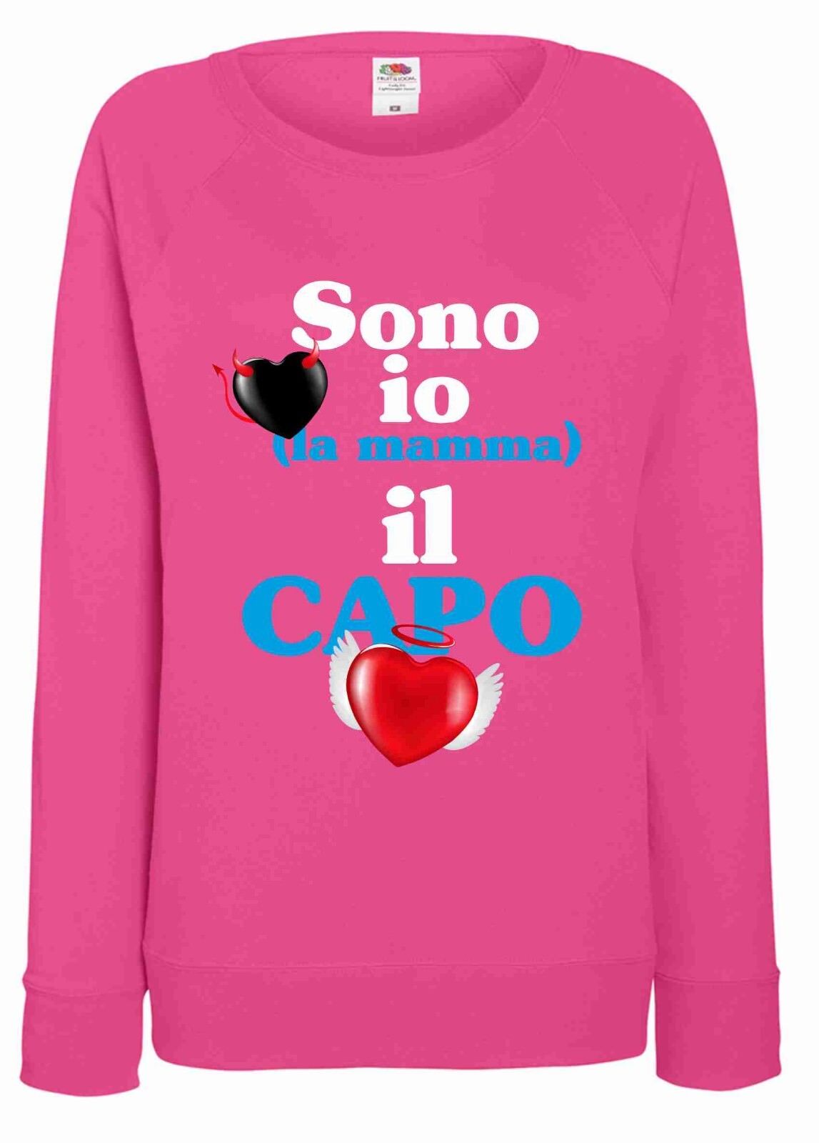 FELPA FUXSIA DA DONNA  FRUIT OF THE LOOM CON LA STAMPA: CAPO