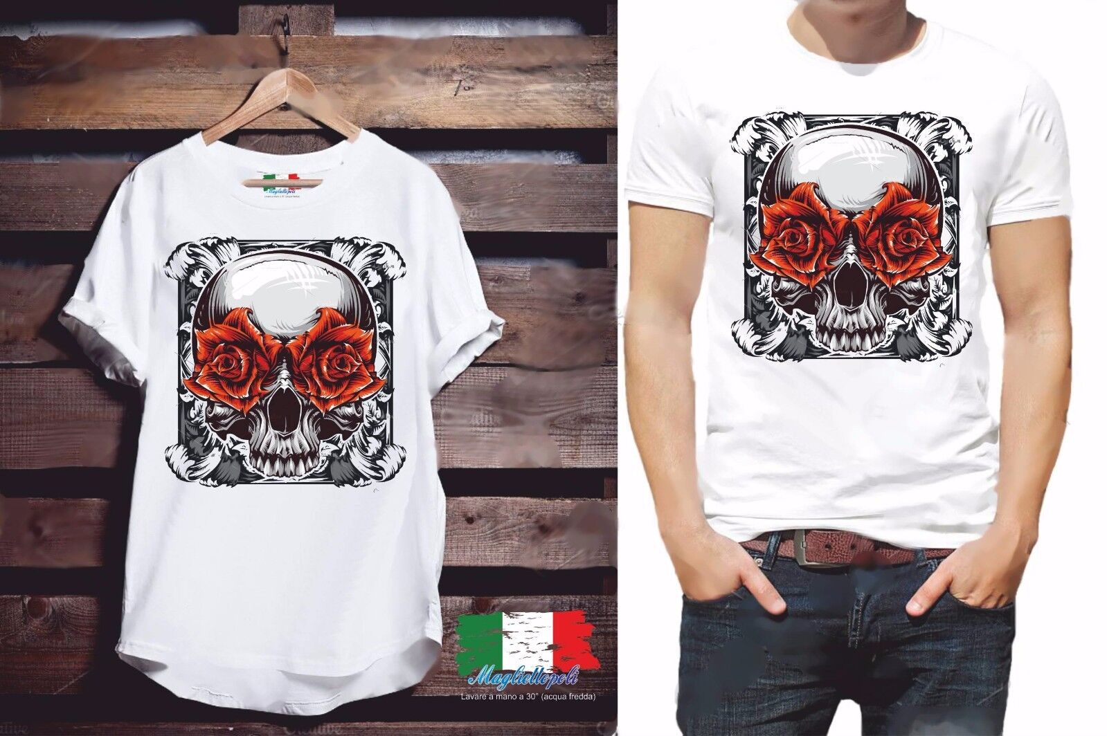 MAGLIETTA DA UOMO: COTONE FIAMMATO - COTONE CLASSICO CON STAMPA FLOWER