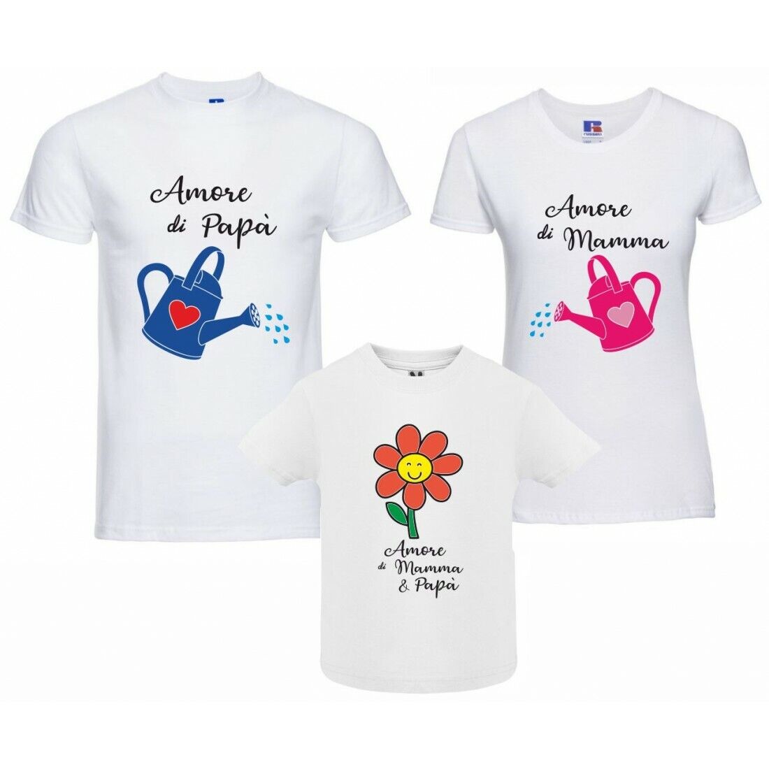 Tre tshirt, due da adulto e uno per bimbo/a