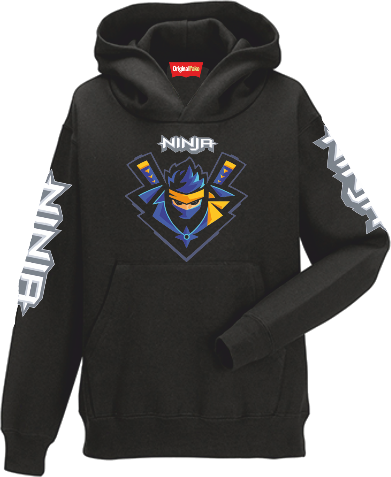 FELPA CON CAPPUCCIO E MARSUPIO STAMPA STREET WEAR DAVANTI E MANICHE NIN