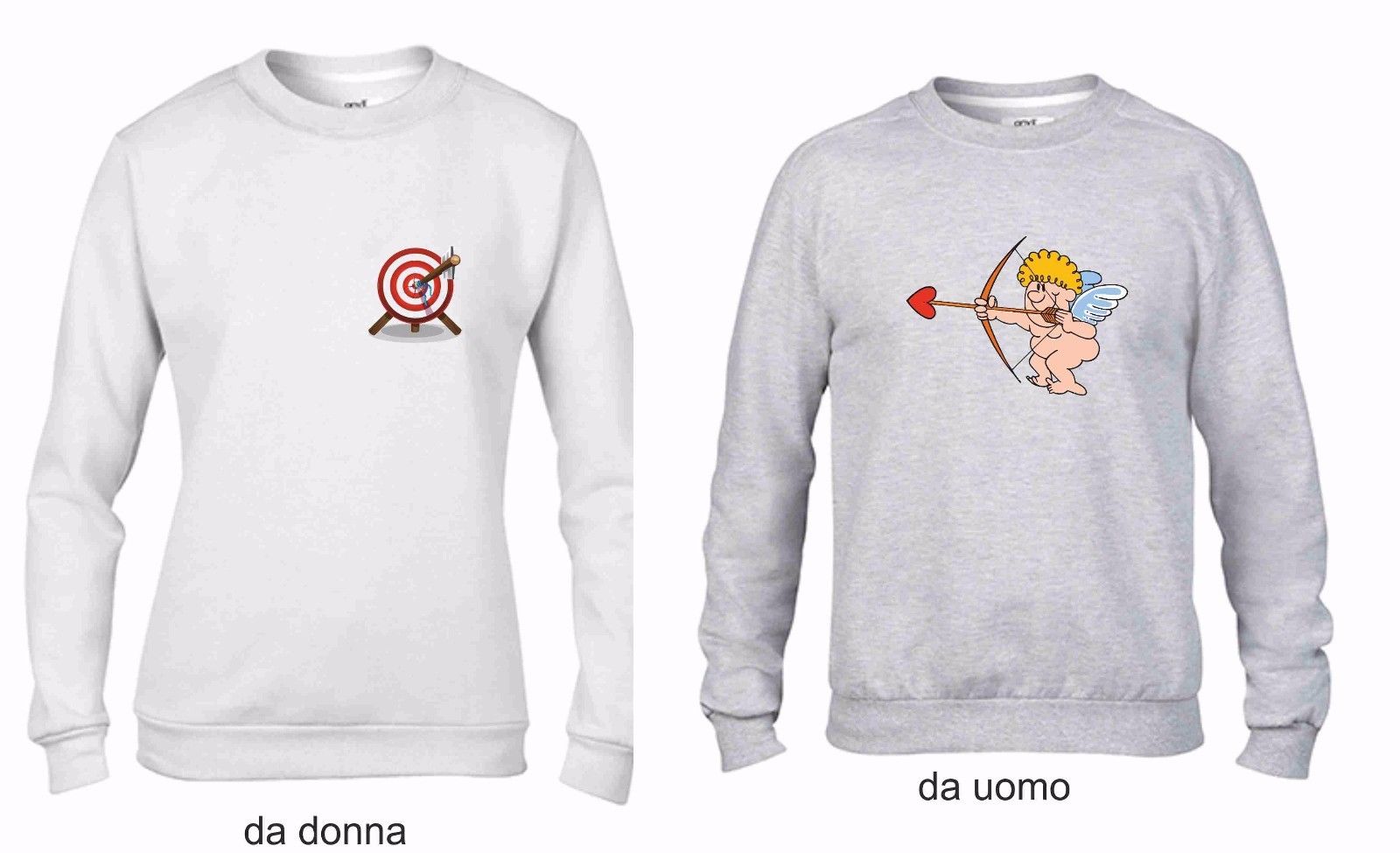 KIT 2 FELPE UNA DA UOMO UNA DONNA: CUPIDO