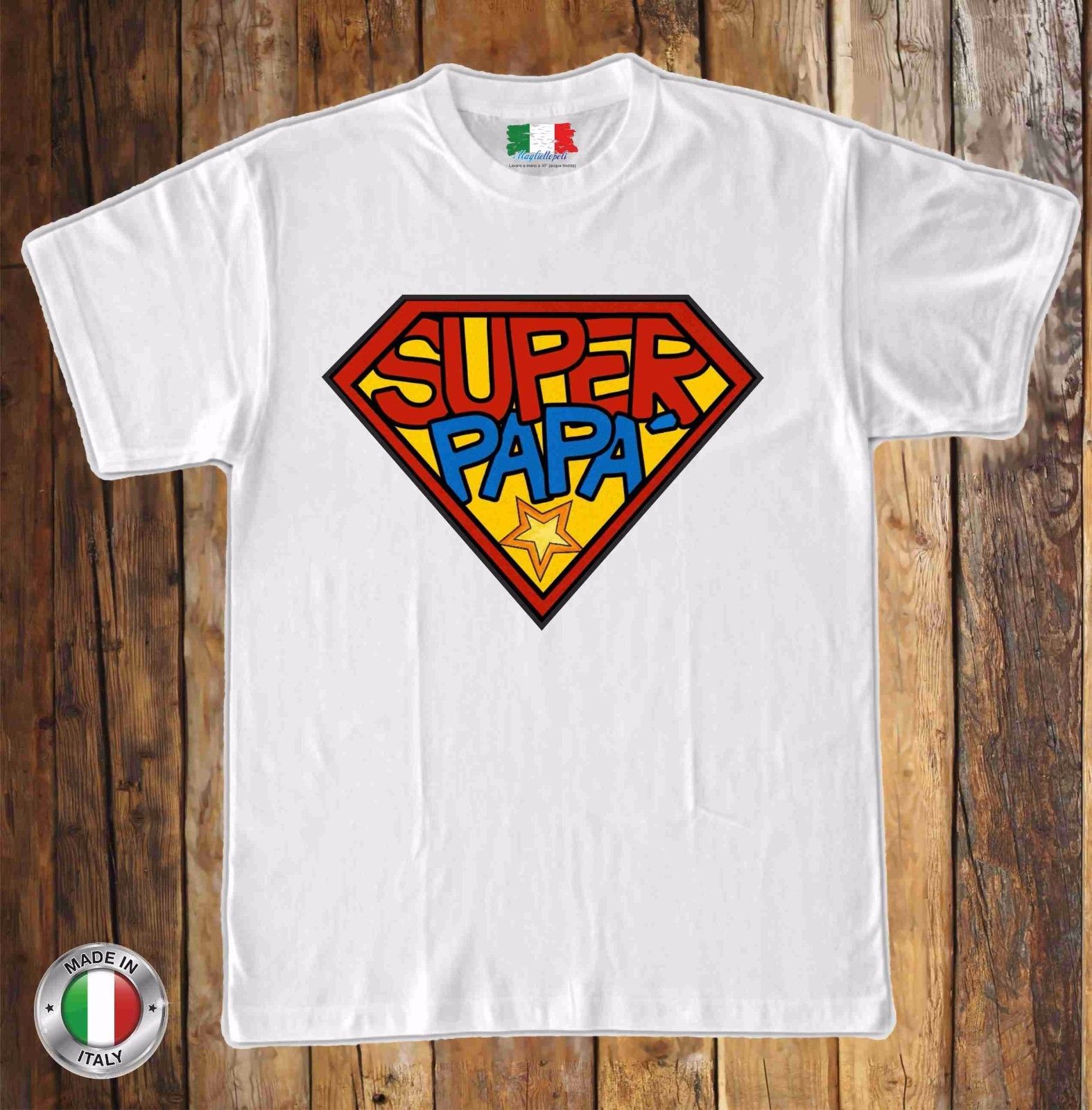 MAGLIETTA MADE IN ITALY IDEA REGALO PER LA FESTA DEL PAPA': SUPER PAPA' STELLA
