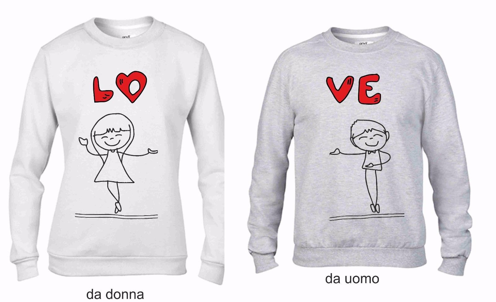 KIT 2 FELPE UNA DA UOMO UNA DONNA: LOVE LOVE
