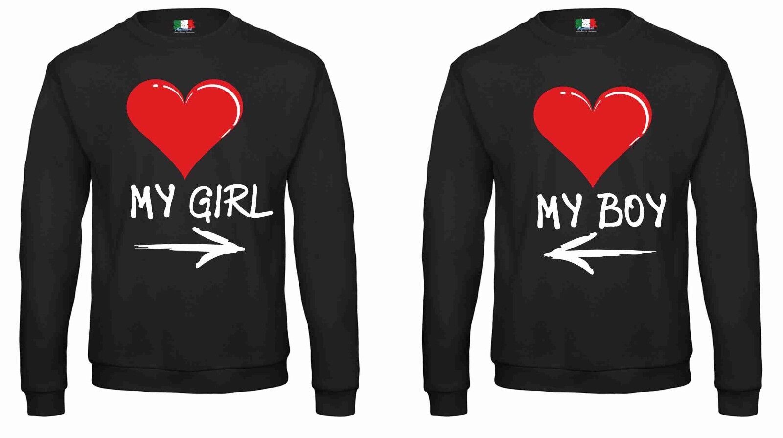 KIT 2 FELPE UNA DA UOMO UNA DONNA: MY BOY... VESTIBILITA' UNISEX