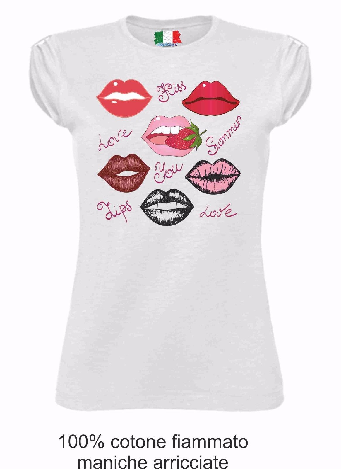 MAGLIETTA SEXY  DA DONNA IN 100% COTONE - COTONE FIAMMATO: LIPS