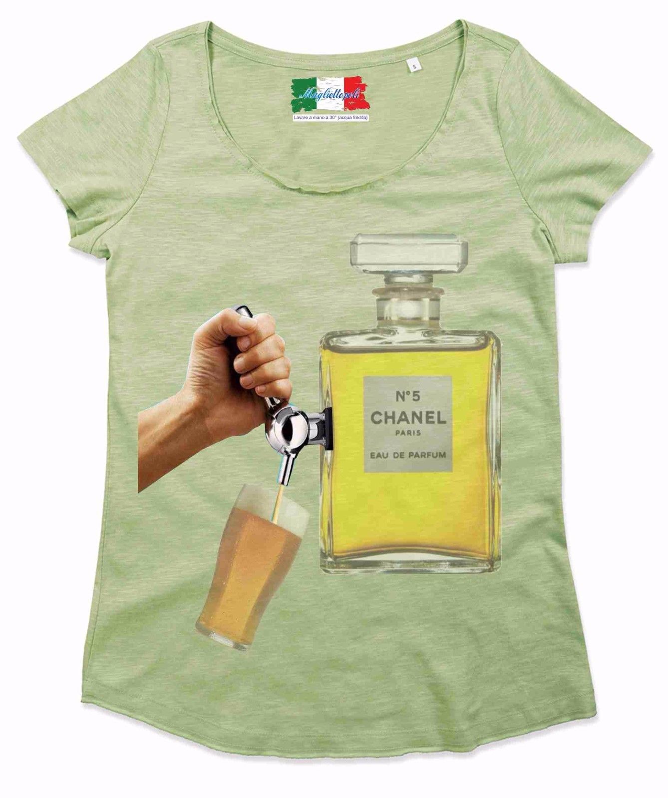 MAGLIETTA DA DONNA  MADE IN ITALY  TESSUTO FIAMMATO COLORATO: BEER PARFUM
