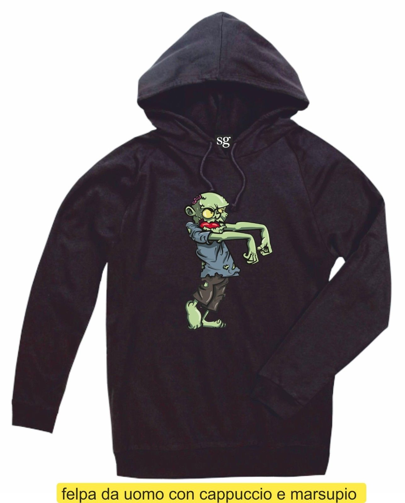 FELPA CON CAPPUCCIO E MARSUPIO STAMPATO: ZOMBIE2