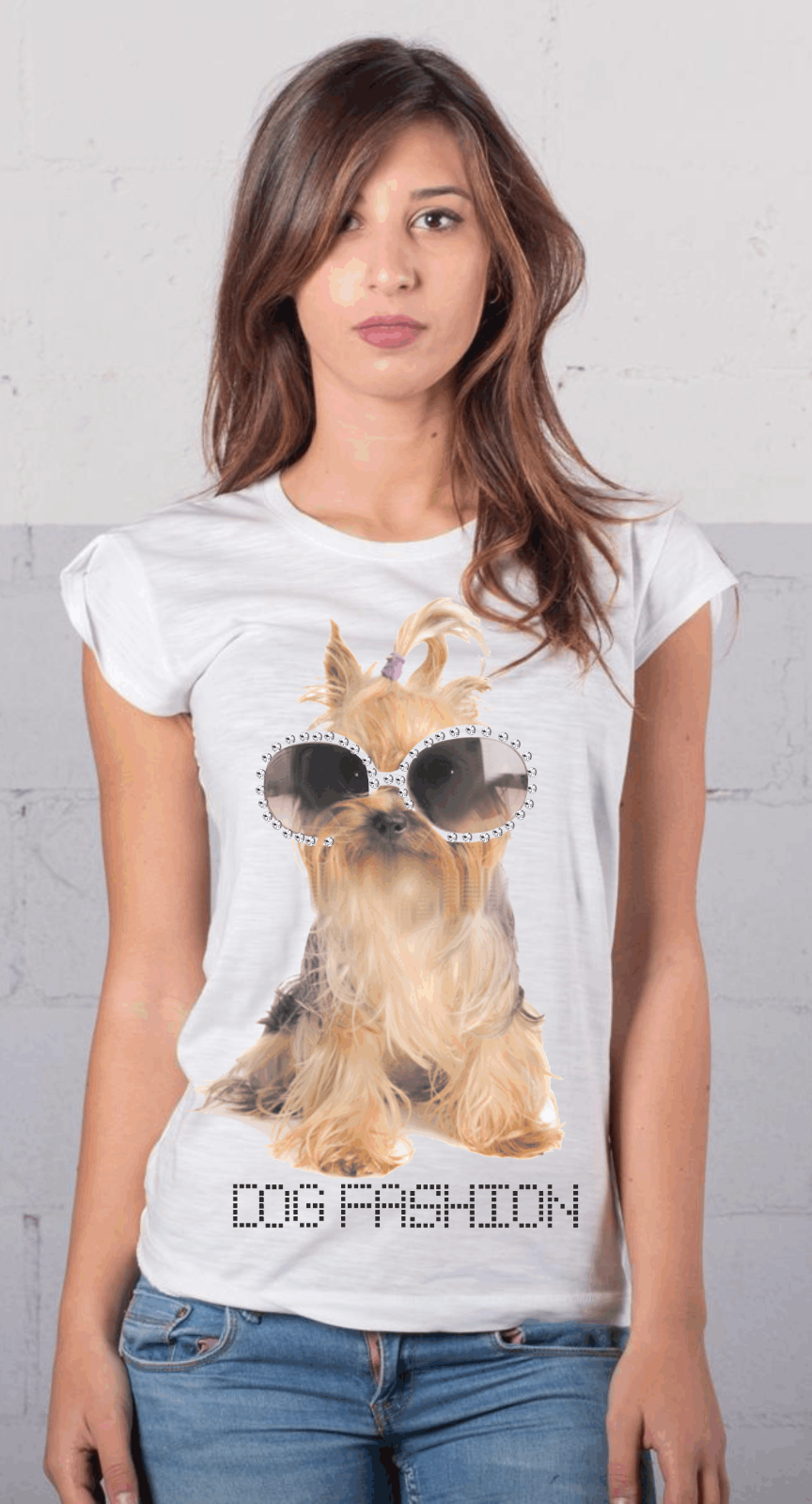 MAGLIETTE FIAMMATE  MODELLO MANICHE ARRICCIATE E CLASSICO: DOG F
