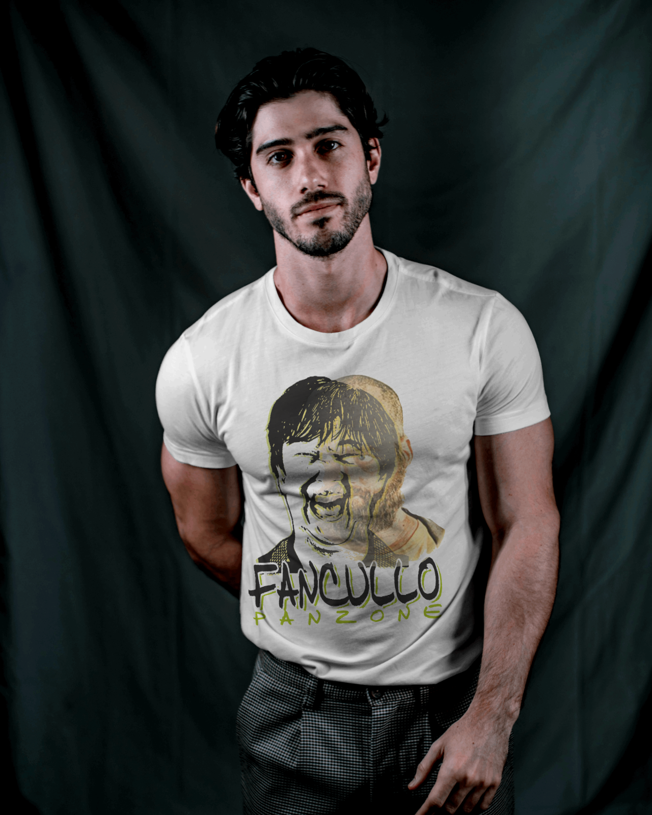 Magliette cult in cotone organico  naturale con stampa Fancullo panzone